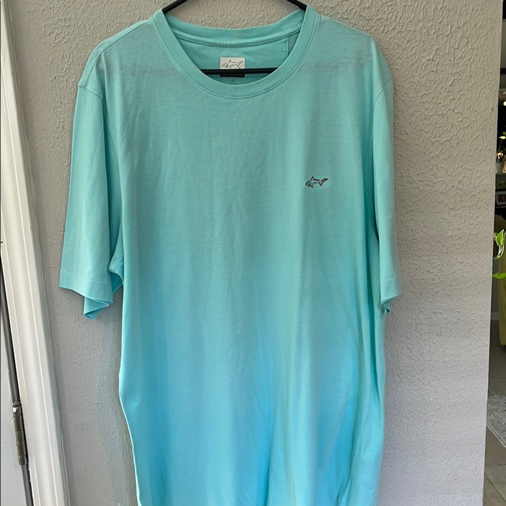 Greg Norman collection Aqua Blue Men's tee Shirt size large, 100% cotton